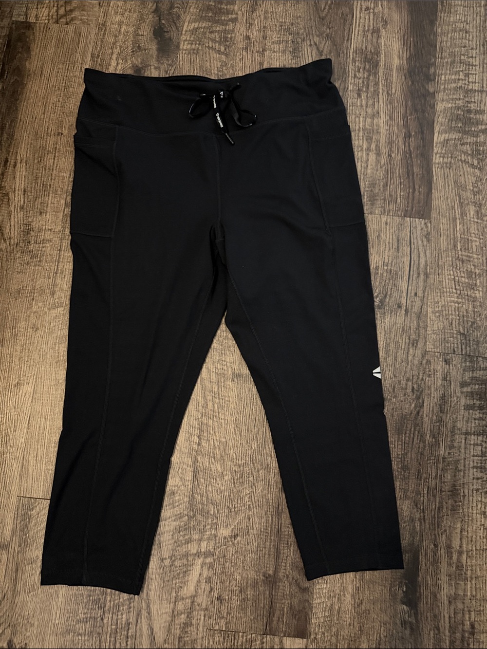 Reebok Black Capri Leggings with Drawstring Waist